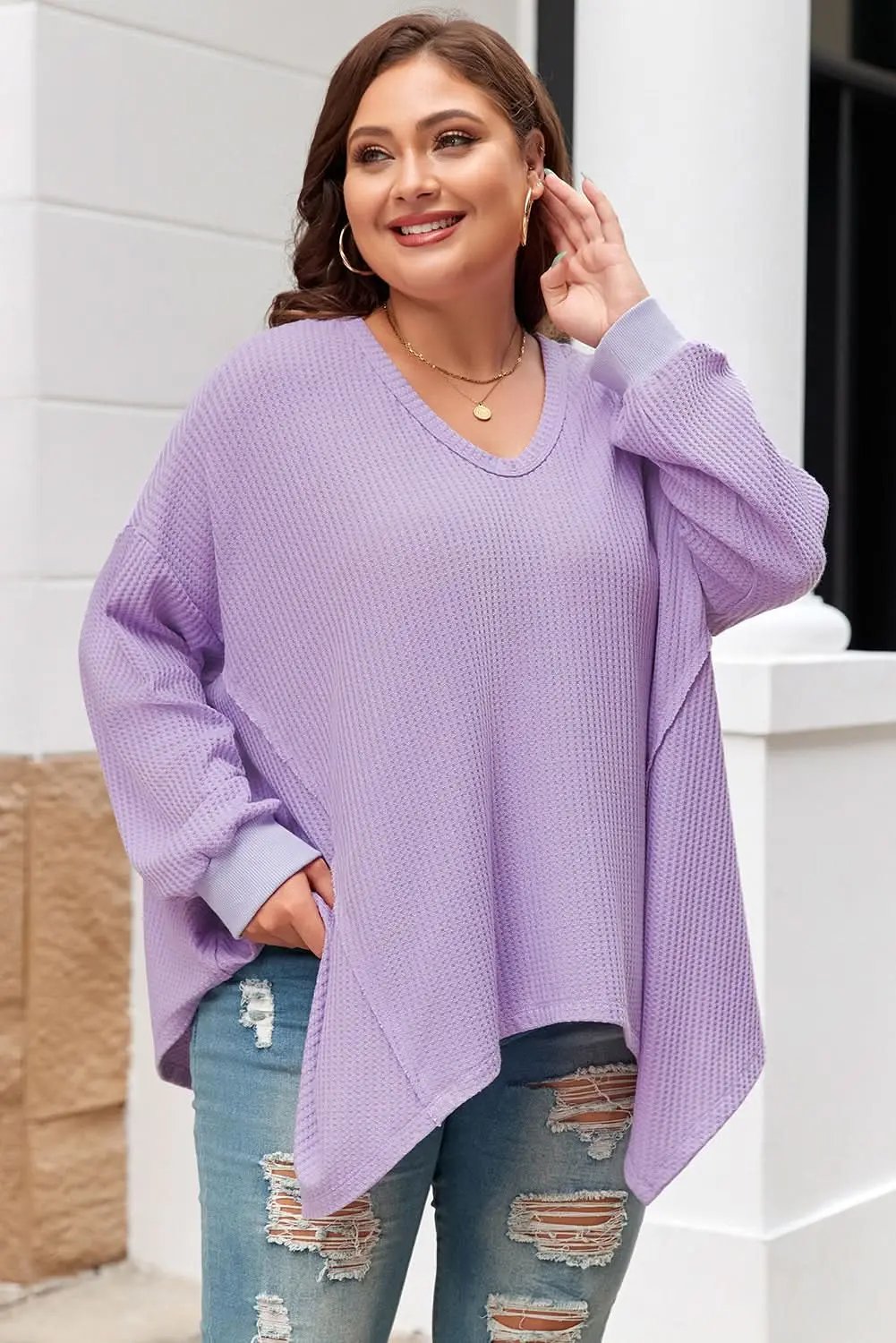 Flattering orchid petal plus size top - Love Salve